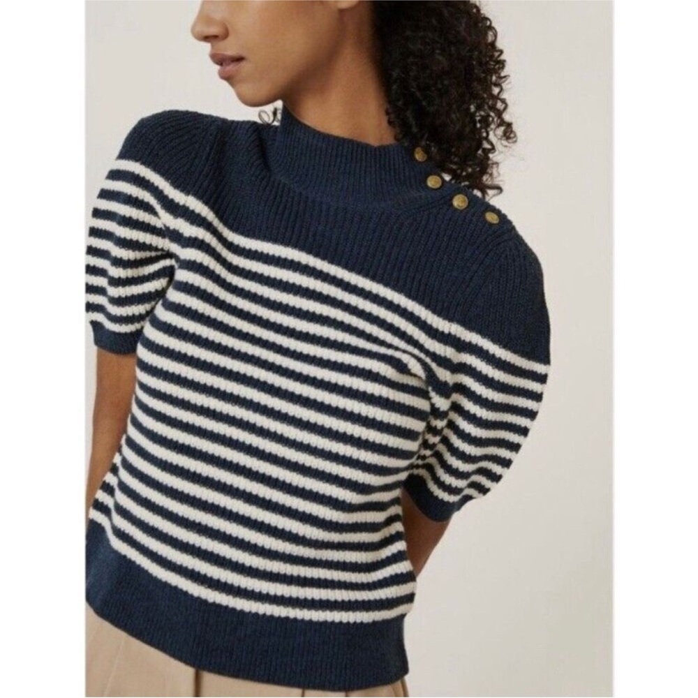 Maeve Puff-Sleeved Sweater Tee Sailor Stripe